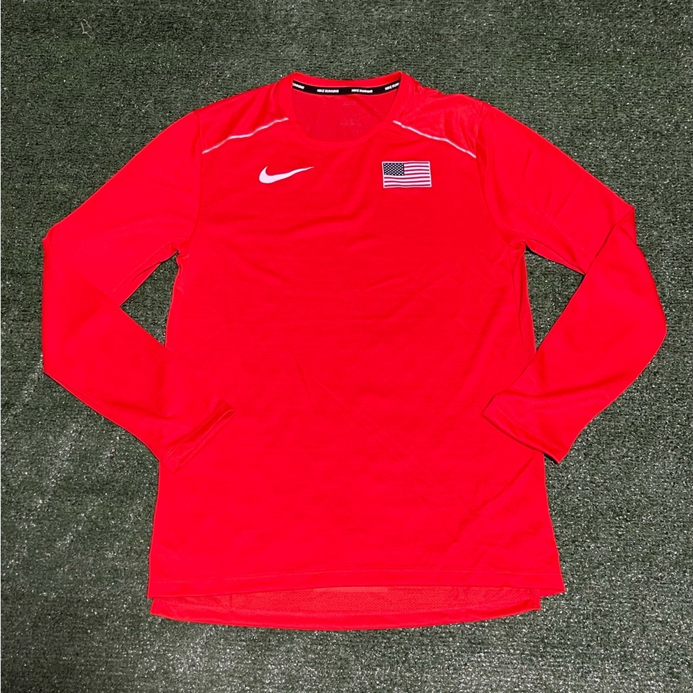 Nike Miler Dri-Fit Team USA Running Shirt Mens Sz Small Long Sleeve CQ0127-641